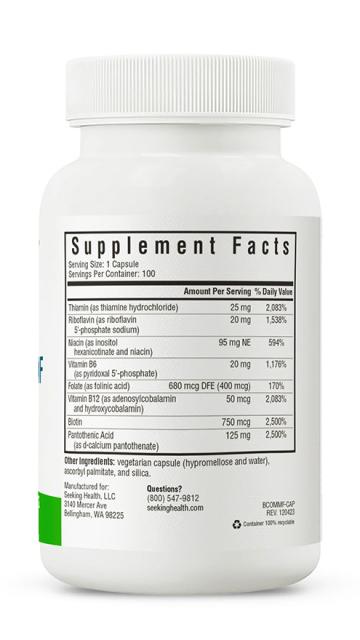 Image of B complex Methyl-free supplement facts